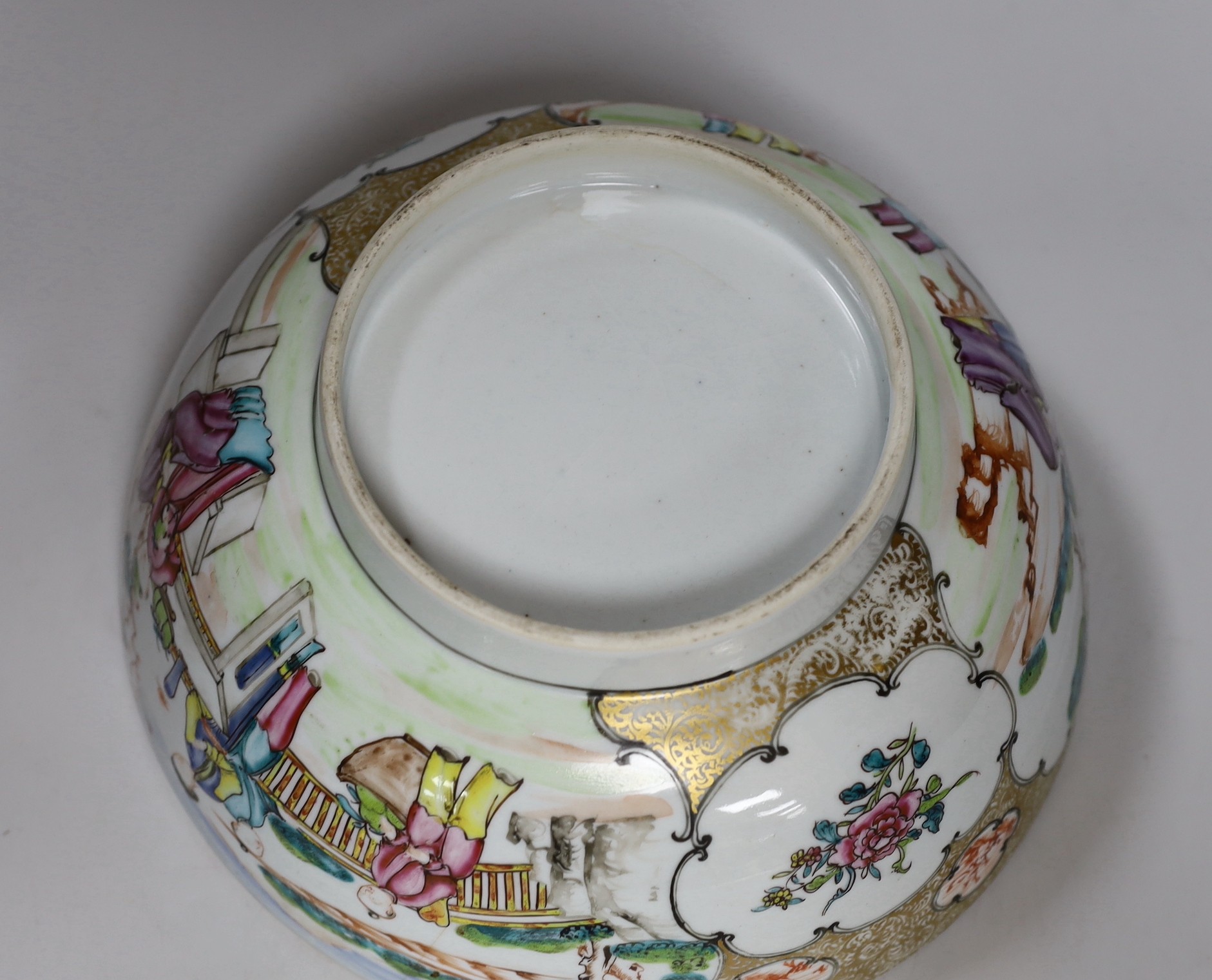 A Chinese famille rose ‘Mandarin’ bowl, Qianlong period, 27cm diameter